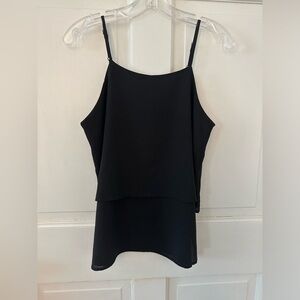 Paper Crane Layered Flowy Tank Top Black